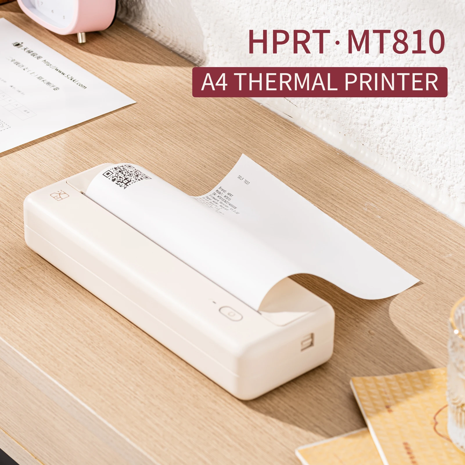 

A4 Portable Paper Printer Wireless BT Connect Thermal Printing Mobile Photo Printer Support 210mm and 110mm for Outdoor Home