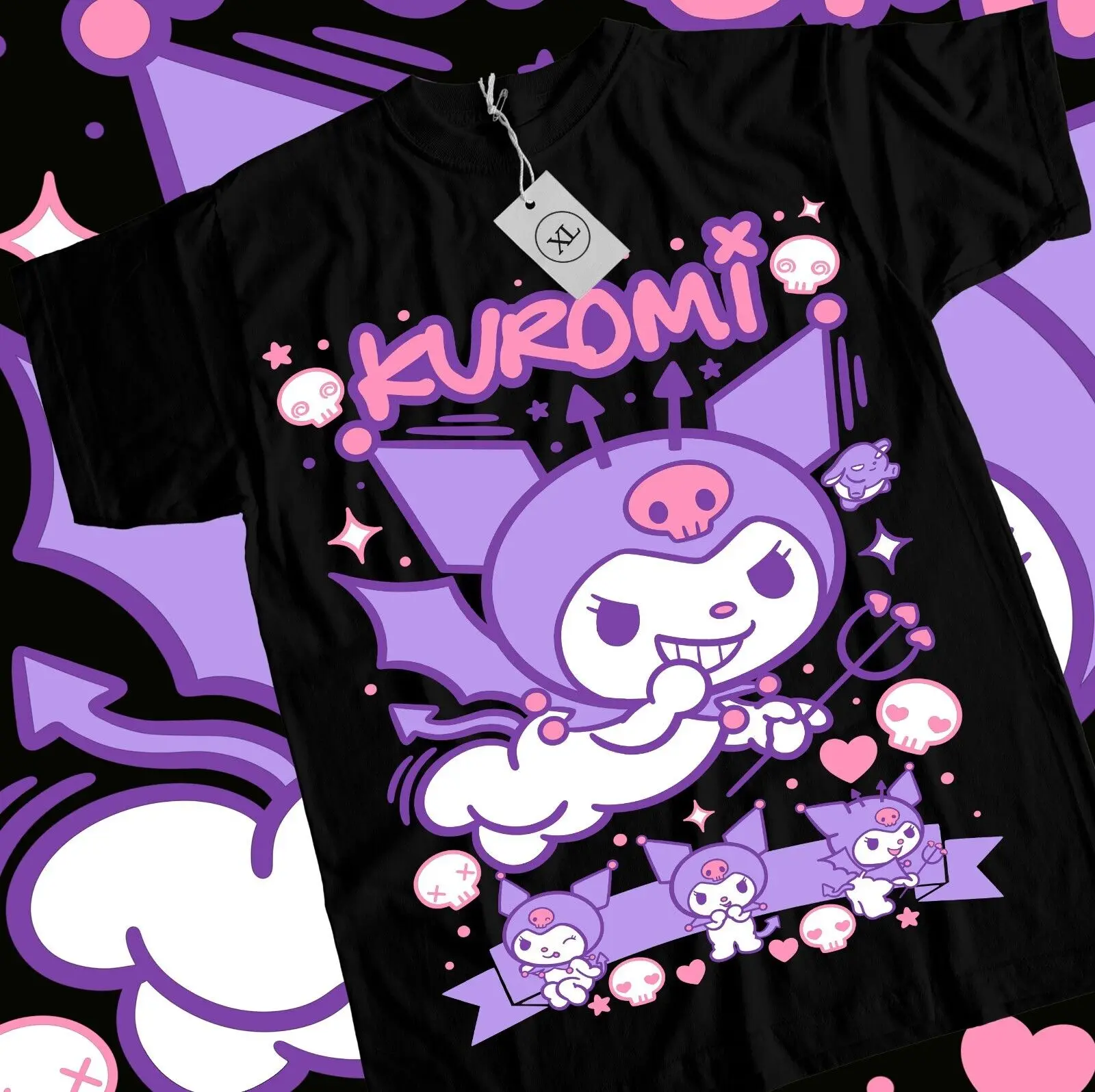 

Kuromi T-Shirt Kawaii Harajuku Anime My Melody Sanrio Funny Gift Shirt All Size