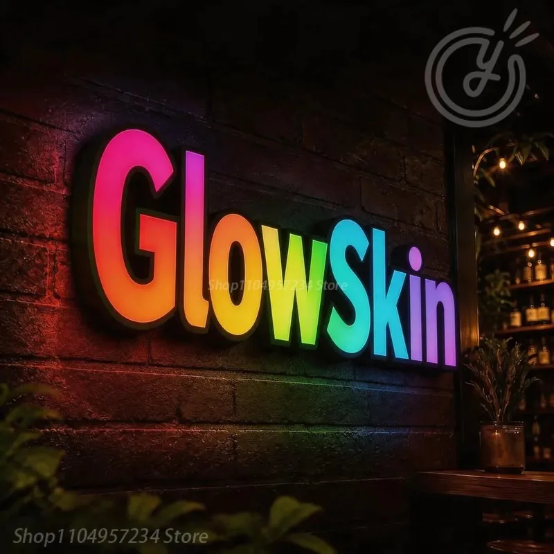 Custom 3D LED Luminous Sign, GlowSkin Acrylic Metal Neon Letters Brand Logo Wall Signboard Business Advertising Signage