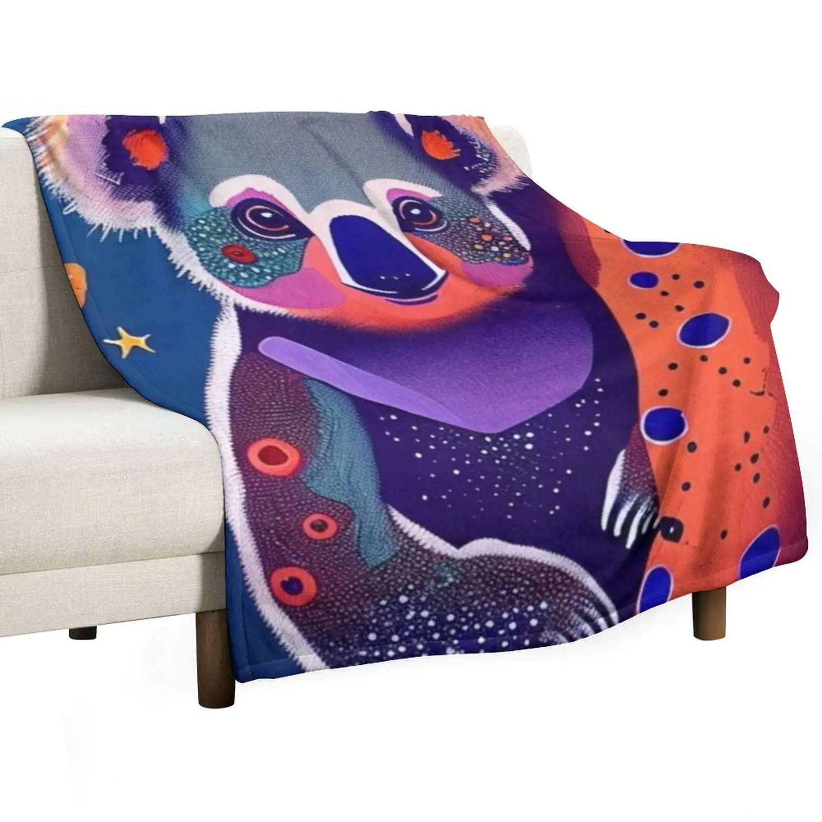 

Aboriginal Art Cute Koala Bear in Dot Paintings Throw Blanket Flannel wednesday Baby Custom Blankets