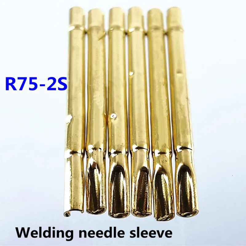 100PCS R75-2S Brass Tube Gold-plated Spring Test Probe Diameter 1.32mm Length 17.5mm Probe Needle Seat