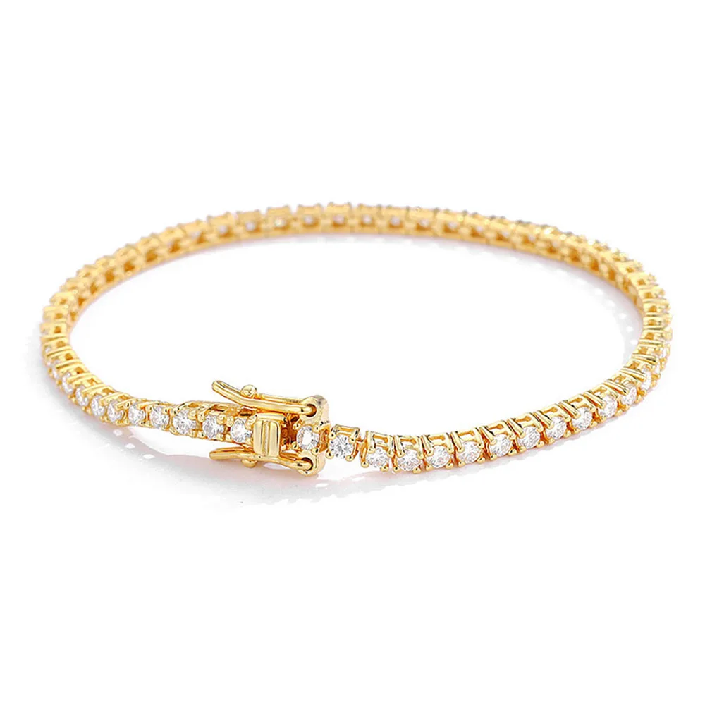 

YLMyself 2mm 925 Silver Moissanite Diamond Tennis Bracelet 14-22cm Women Fine Jewelry Wedding Gift