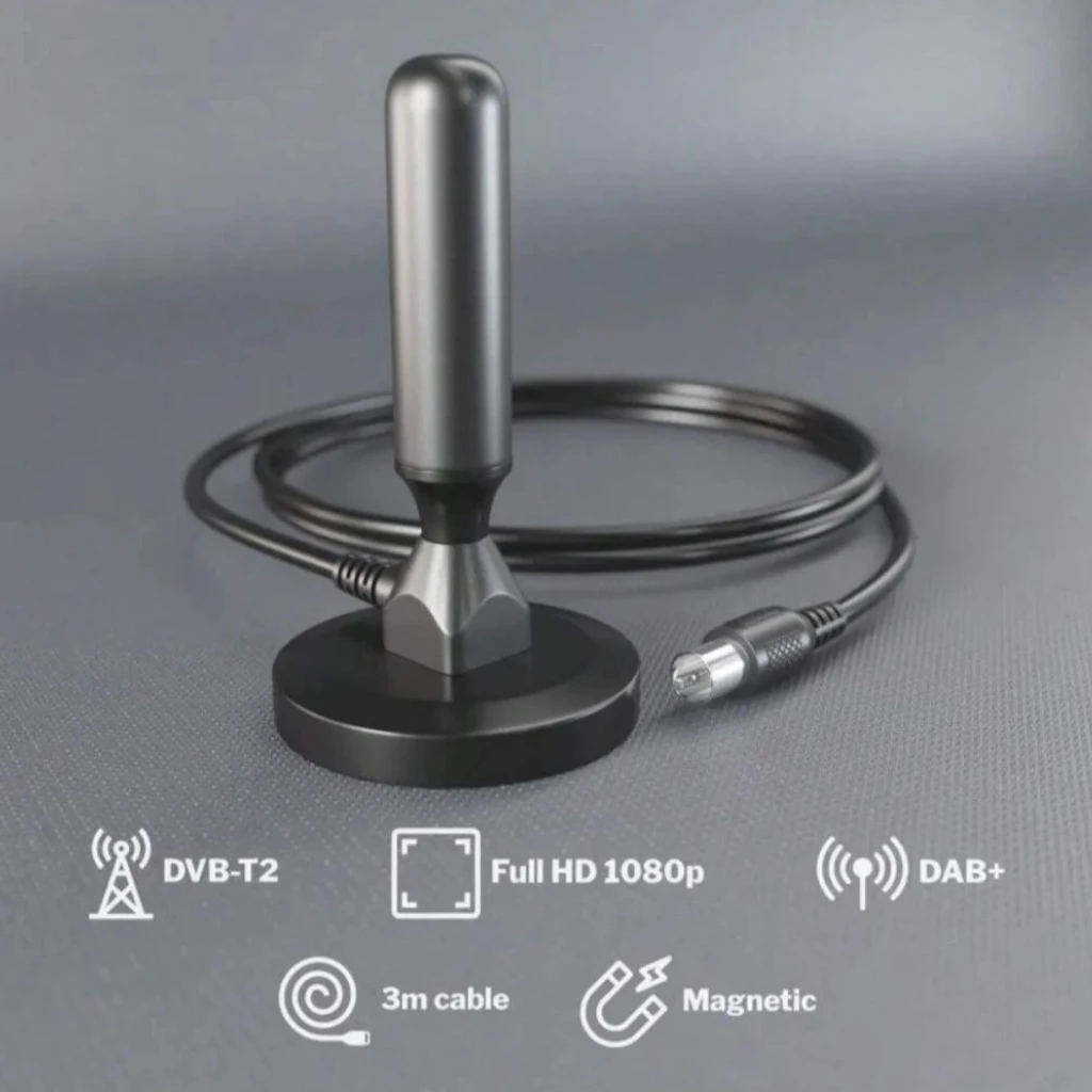

HD Digital TV Antenna Indoor Outdoor - Magnetic Base 360° Reception Support 4K 1080P HDTV Free Local Channels