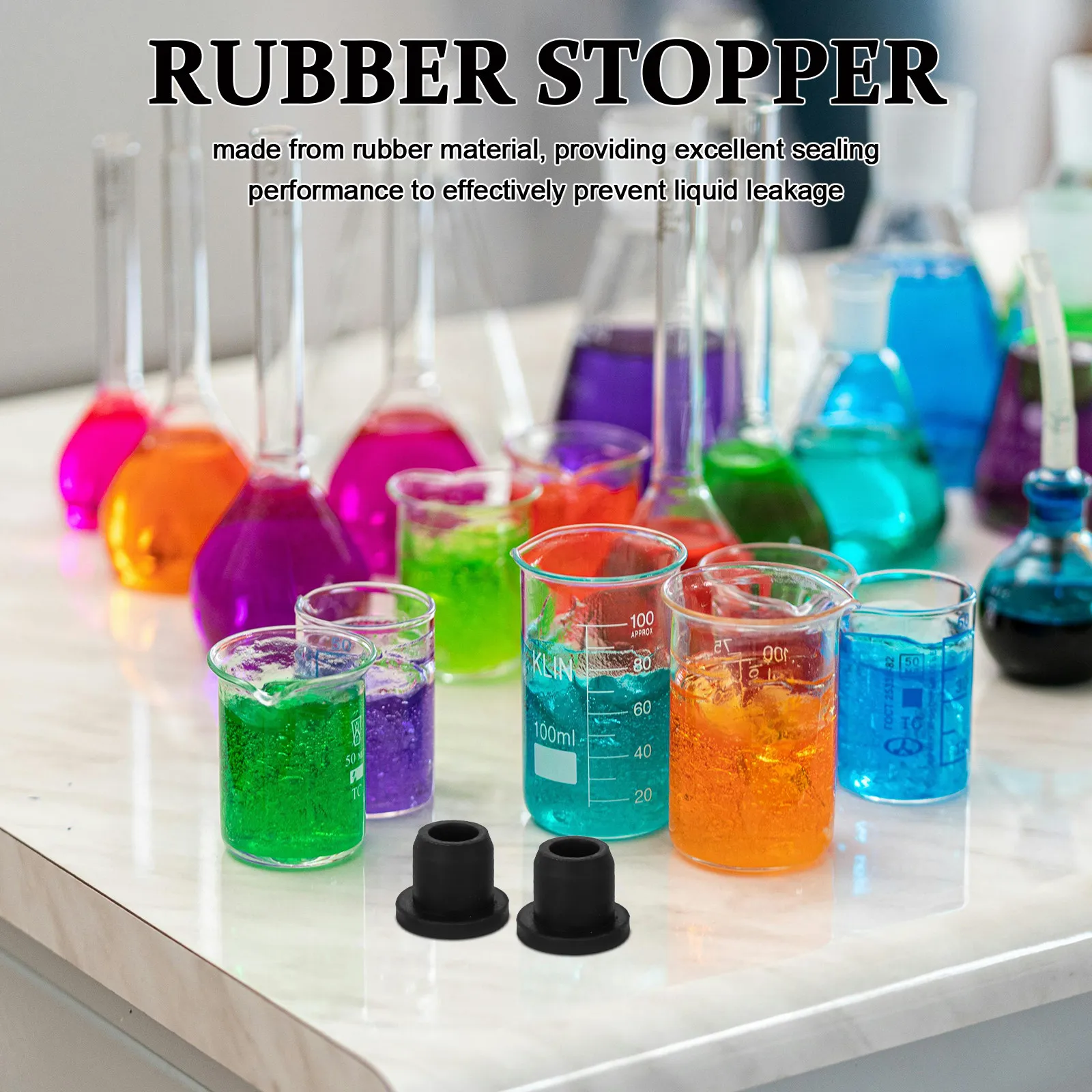 8Pcs Rubber Lab Stoppers Black Hollow Seal Suitable for Vials Test Tubes Bottle Sealing Leak Proof Household Kitchen