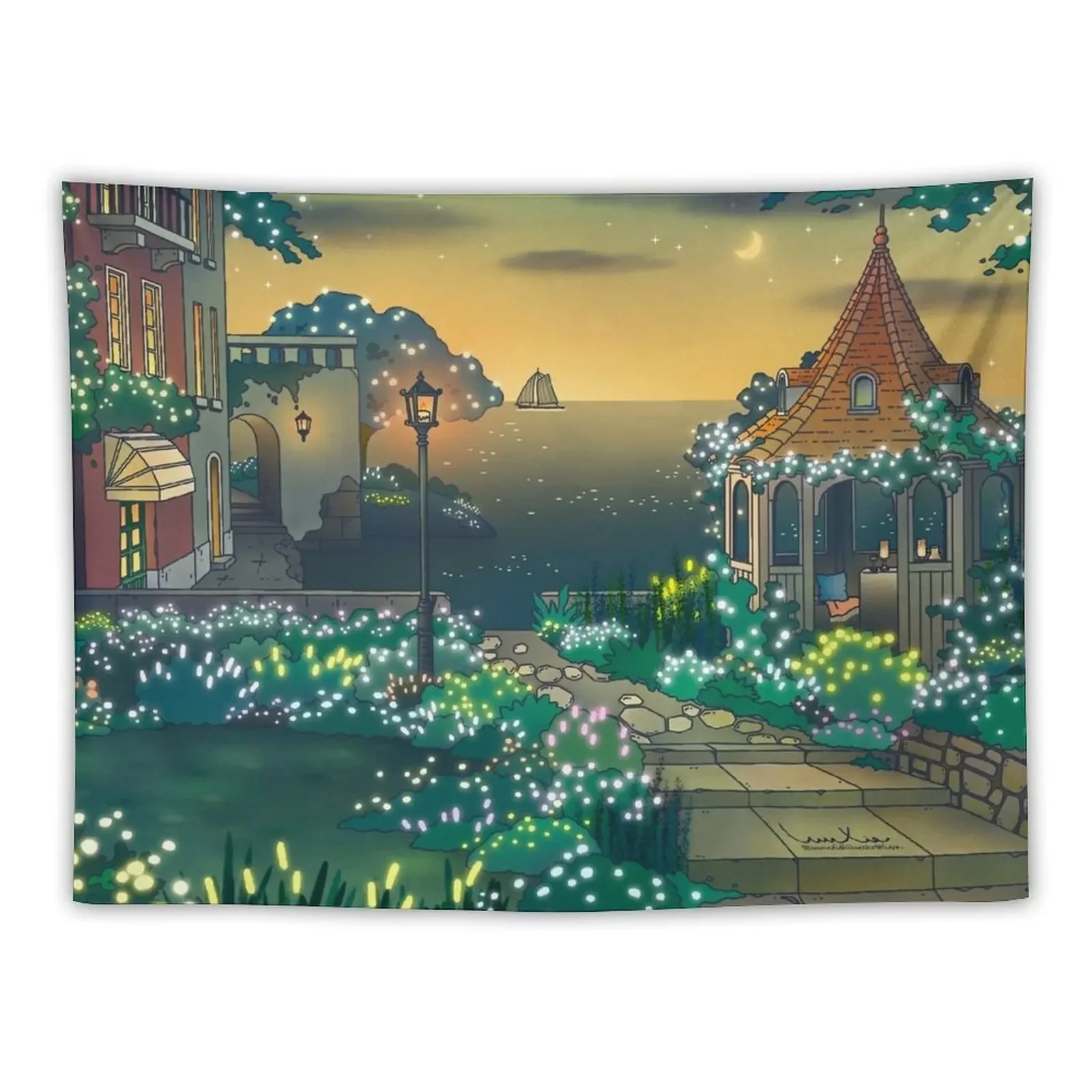 Night In The Garden Tapestry Wall Carpet Carpet On The Wall Decorative Wall Murals Tapestry