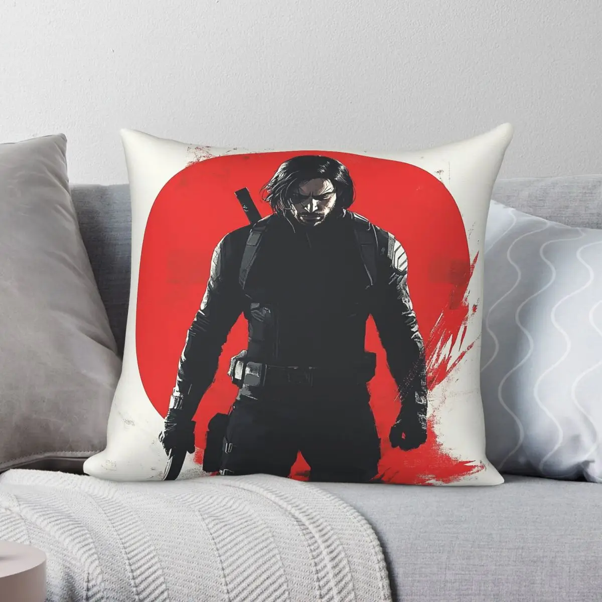 Thunderbolts Movie Bucky Barnes Pillowcase Polyester Linen Velvet Creative Zip Decor Pillow Case Sofa Seater Cushion Case