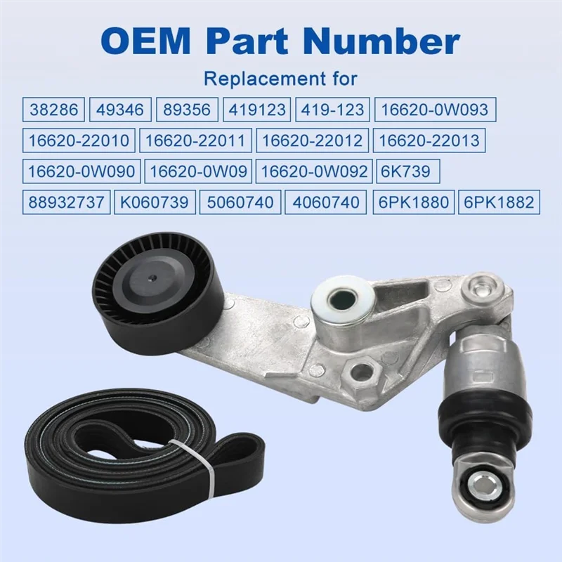 

ABQB-Serpentine Drive Belt Tensioner Pulley Kit For Chevy Prizm Toyota Celica Corolla Matrix 38286 6PK1880