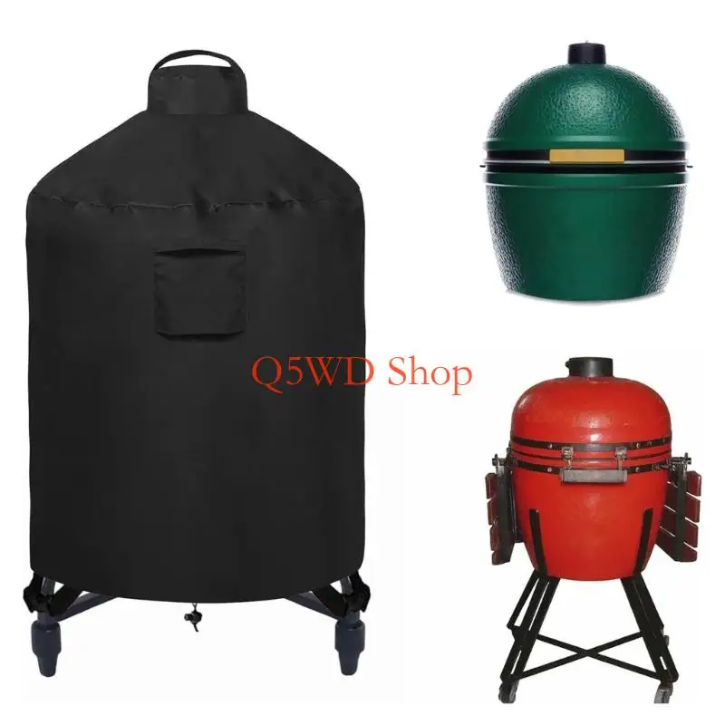 Q5WD 48x35in Grill Cover for Outdoor Feature PVC Coated Double Stitched Seams Buckles Straps & Top Handle for Easy Handling