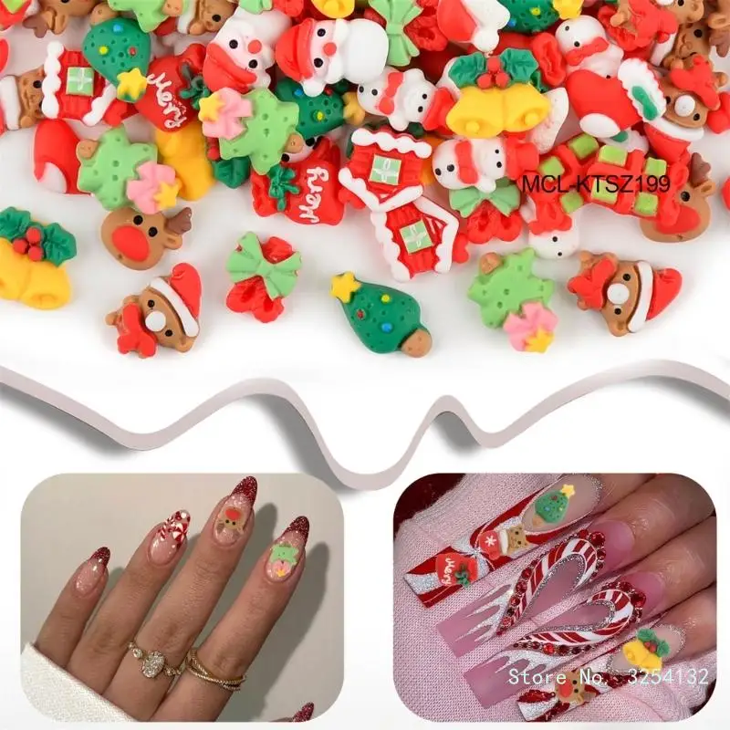 1Bag Resin Christmas Nail Art Decoration Flatback Decoration Ornaments for Nail Art Craft Making DIY Crafts