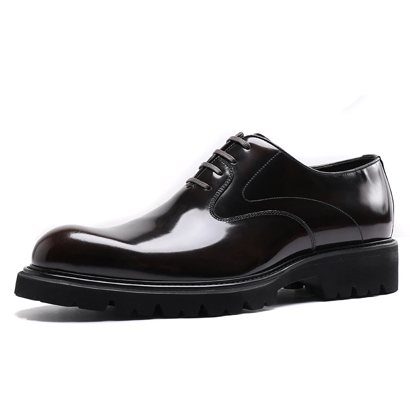 

Patent Leather Men's Dress Shoes Luxury Platform Comfortable Fashion Genuine Leather Designer Wedding Social Oxfords Shoes Man