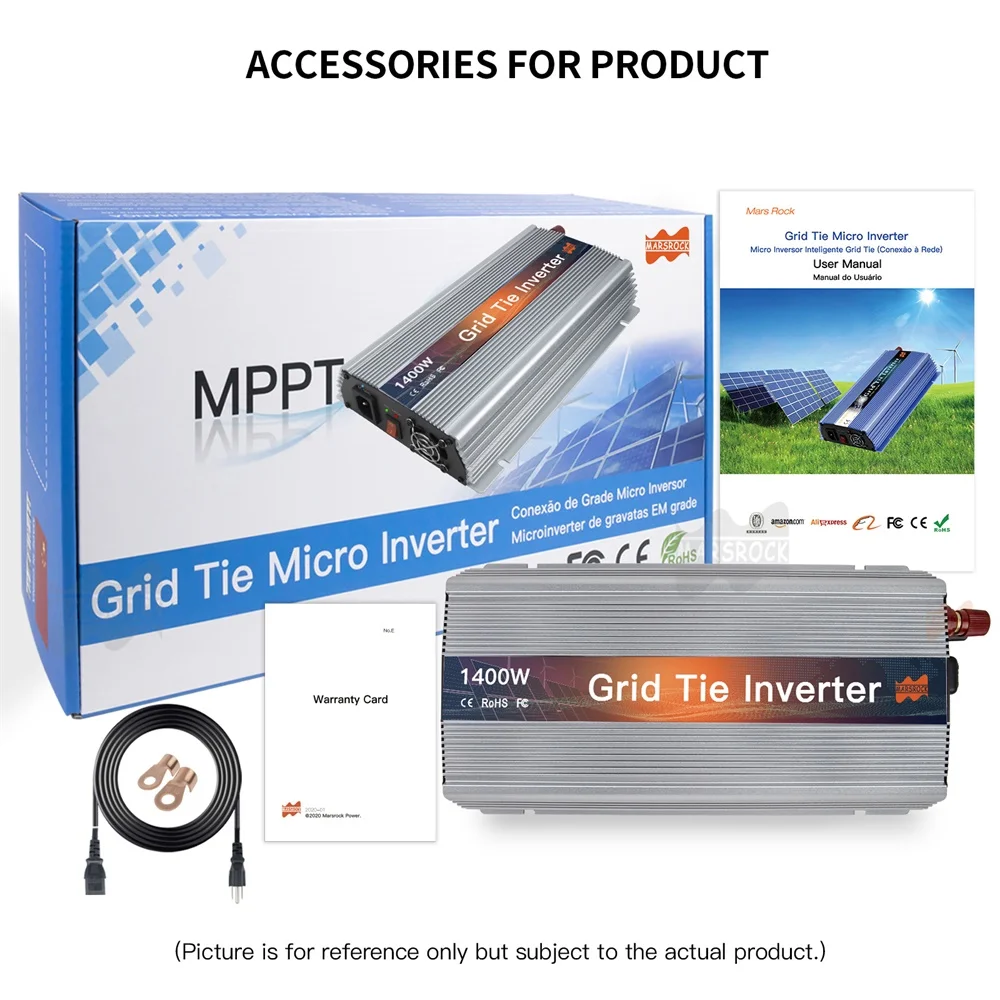 1400W MPPT 10.5-50VDC Solar Grid Connected Micro Inverter, 120V 230V Pure Sine Wave Converter, Household Power Generation System