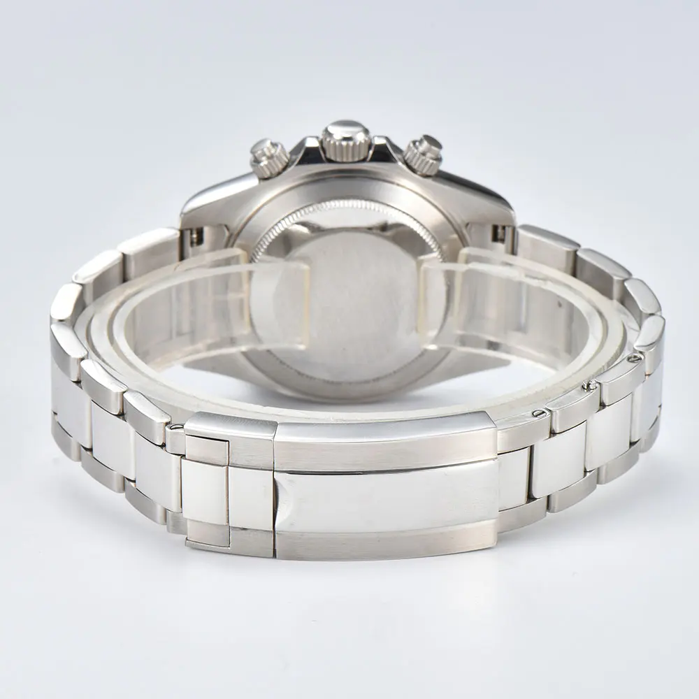 Orologio da uomo in argento da 39 mm Movimento VK63 cronografo al quarzo Vetro zaffiro Quadrante arabo Orologio da uomo di lusso con logo personalizzabile