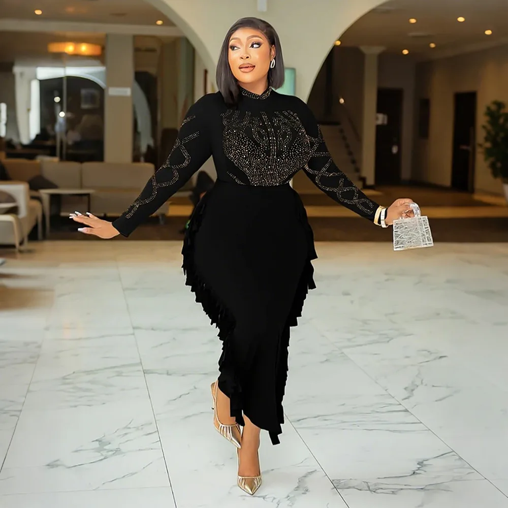 

2026 Spring Autumn Long Sleeve Elegant Maxi Dress Women's Clothing Casual Party Work Evening Black Apricot Dresses Vestidos