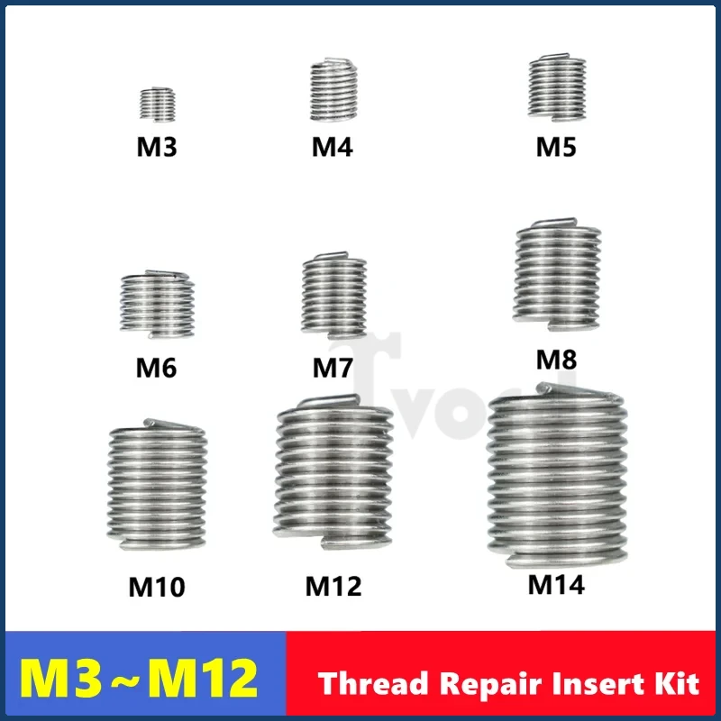 10/20pcs thread repair plug-in kit M3-M14 1.5D-2.0D stainless steel repair tool for repairing damaged threads
