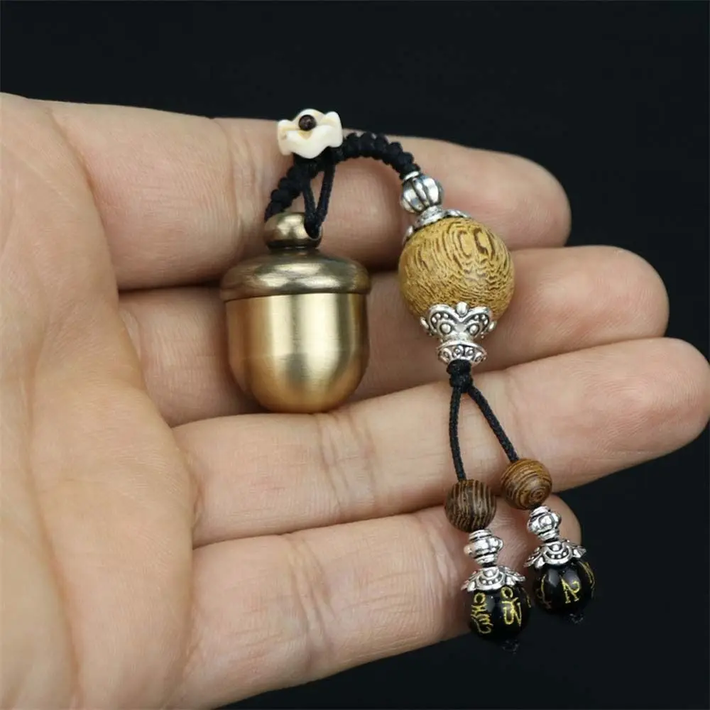 Container Hang Buckle Moisture-proof Brass Acorn Pill Bottle Granule Storage Box Travel Pill Case Capsules Organizer Pill Box