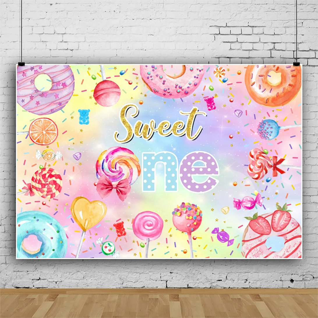Yeele ขนมหวานสำหรับเด็ก, พื้นหลังรูปโดนัทสำหรับถ่ายภาพวันเกิดเค้กรูปไอศครีมเค้กรูปอมยิ้มตกแต่งงานปาร์ตี้ฉากหลังถ่ายภาพสตูดิโอสำหรับเด็ก