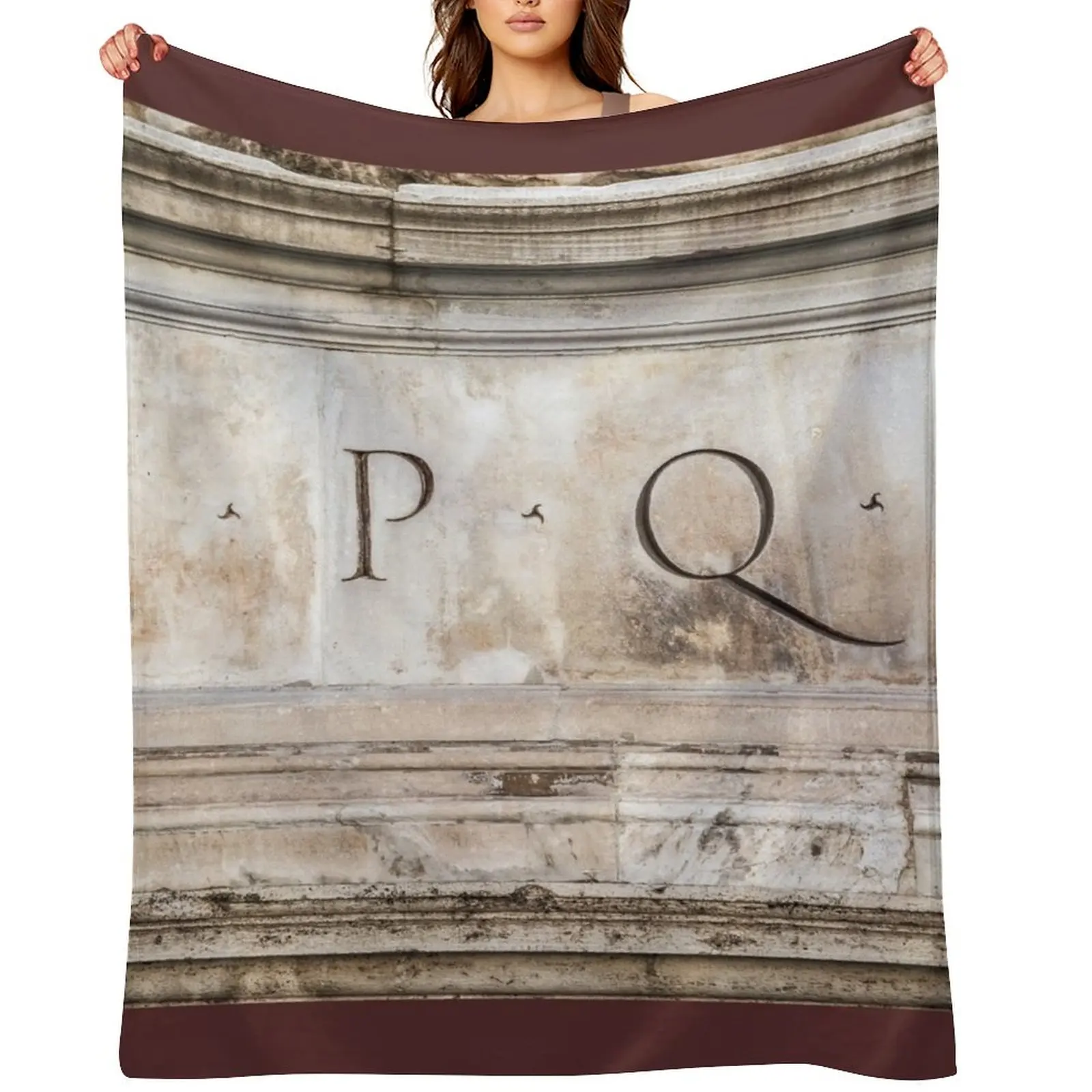

SPQR engraved on stone in Rome, Italy Throw Blanket for winter Flannel Warm Softest Blankets
