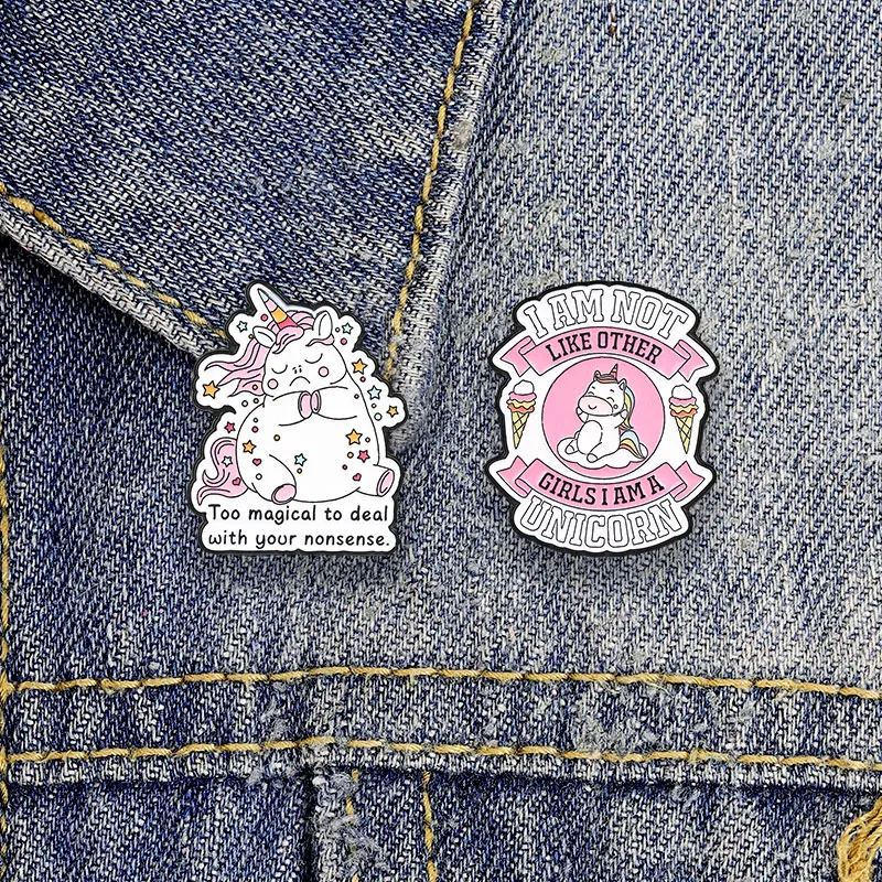Magical Unicorn Ghost Witch Enamel Badge Funny Quote Cartoon Lapel pin Decorative brooch Jewelry Gift For Friends