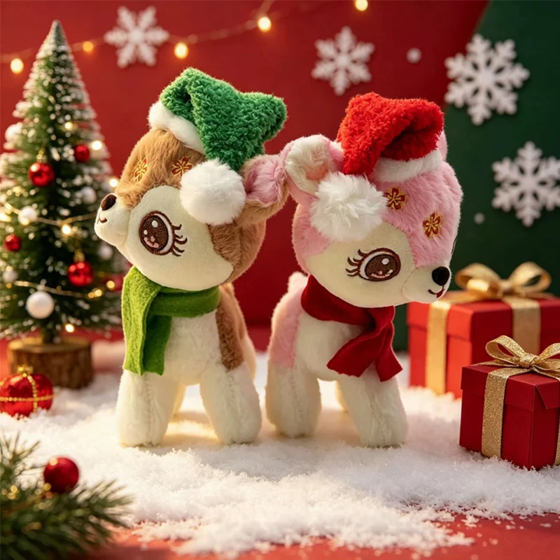 27CM Cute Cartoon Christmas Starry Deer Plush Toys Stuffed Animal Spotted Deer Dolls Plushies Pillow Kid Birthday Christmas Gift