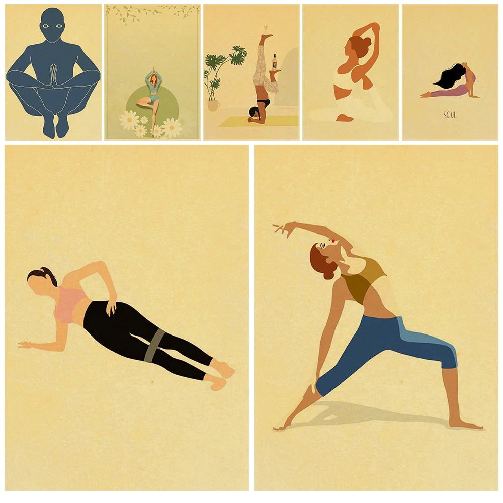 Yoga Print Posters Kraft Paper Wall Room Bar Decor Oversize Fashion Skateboard Coffee Cool Streetwear Skateboard Fashion Posters