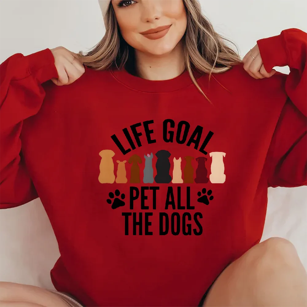 เสื้อสเวตเตอร์แขนยาวแบบไม่จำกัดเพศ เสื้อฮู้ดลำลอง สวมใส่ได้ทุกวัน มีหลายสี เป้าหมายชีวิตอเนกประสงค์ สัตว์เลี้ยง สุนัขทั้งหมด