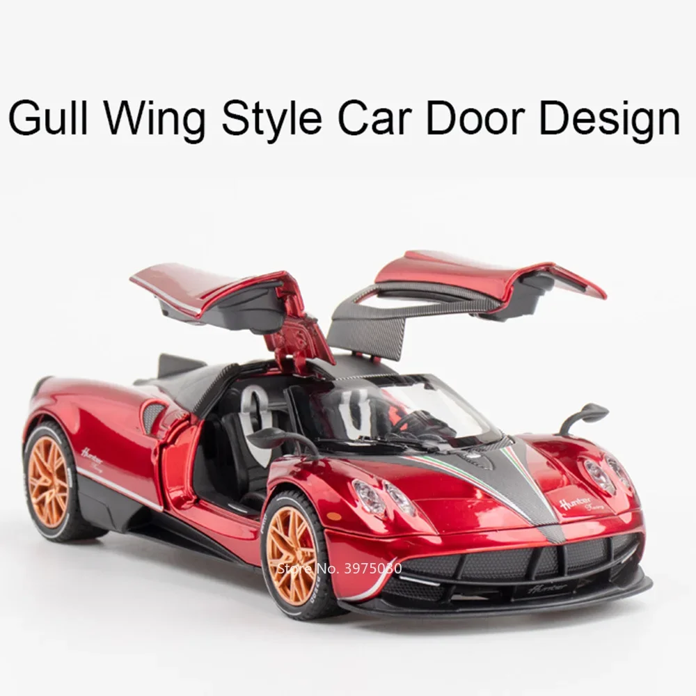 1/22 Pagani Huayra Dinastia Alloy Cars Diecast Model Toys with Sound Light Sports Car Wheel Pull Back Vehicle Kids Xmas Gift Toy