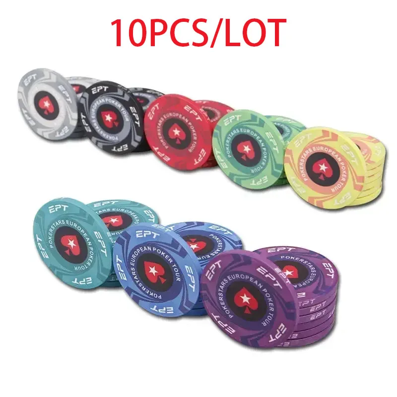 10 Pcs Portable Convenient Professional Sports Ceramic poker chips For Casinos Coin Poker Chips Entertainment