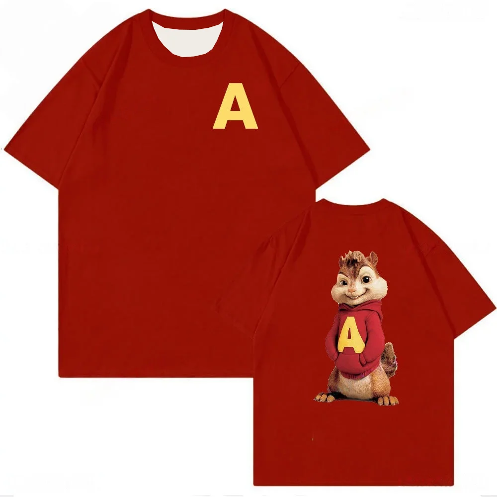 Camiseta roja unisex de Bandai Alvin and The Chipmunks, promoción de la película S_P, camiseta de animación para geeks, de secado rápido, transpirable, para padres e hijos