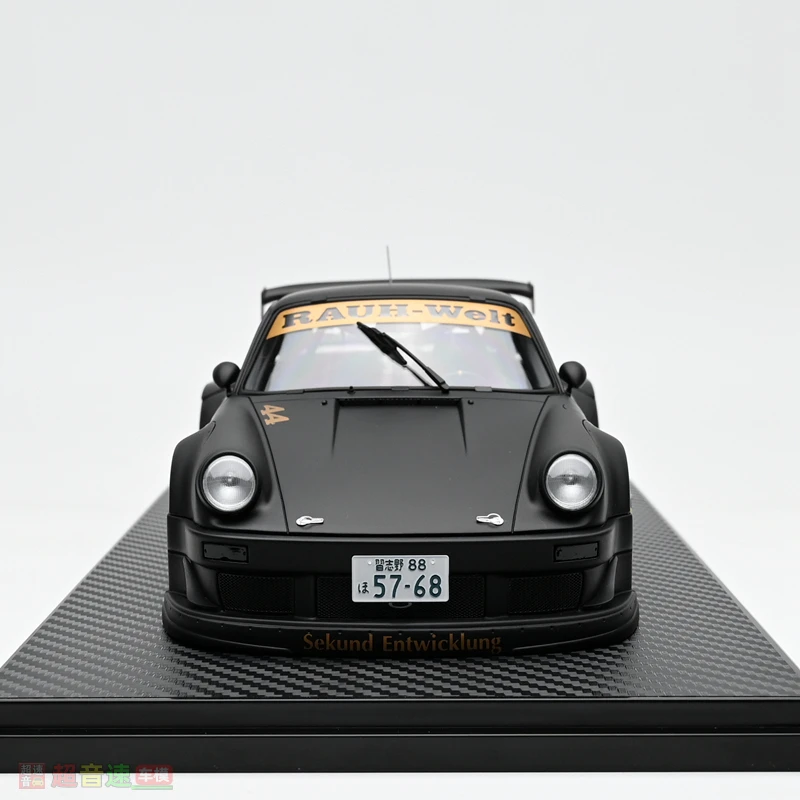 IG 1:18 RWB 930 Matowy Czarny JDM Symulacja Limitowana Edycja Żywica Metal Statyczny Model Samochodu Zabawka Prezent