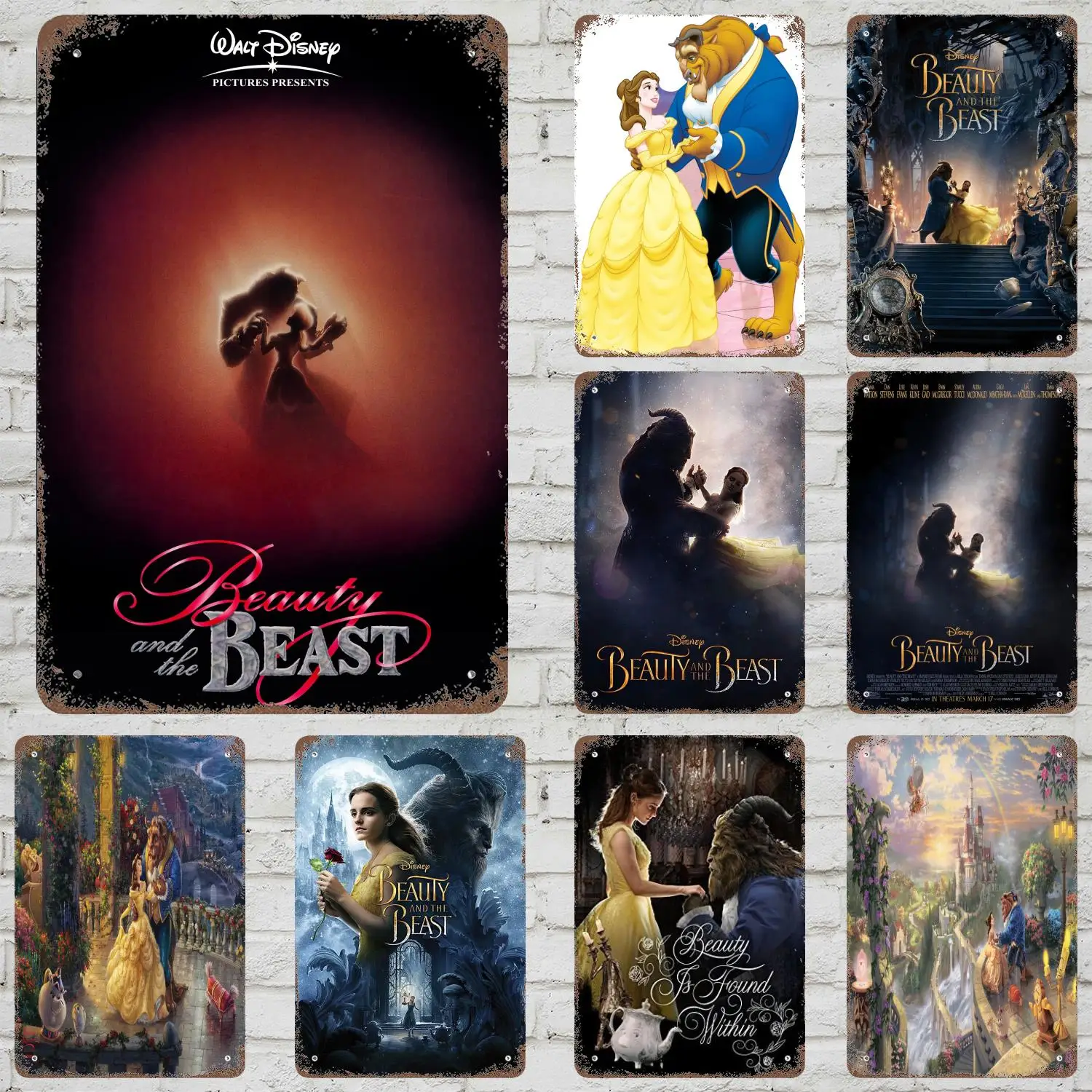 

MINISO Beauty and the Beast (2017) Decor Vintage Metal Signs Tin Signs Captain Poster Decor for Bar Pub Cave Wall Decoration