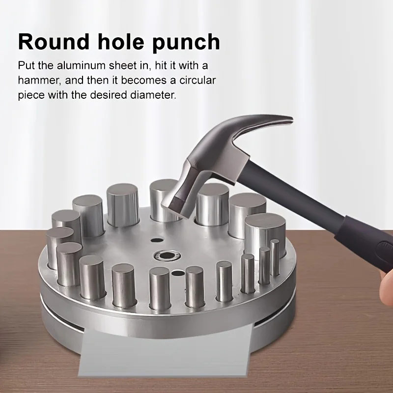 17-Hole Round Punch Tool for Jewelry Making, Featuring A Round Hole Punch with 17 Different Sizes Ranging From 4 To 20 Mm 5-Hole