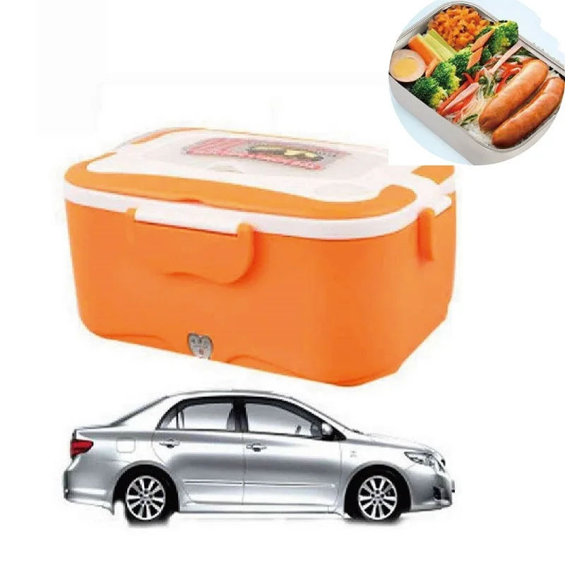 

12V/24V Car Electric Lunch Box Outdoor Camping 304 Stainless Steel Waterless Heating Lunch Box Portable Food Warmer 1.5L