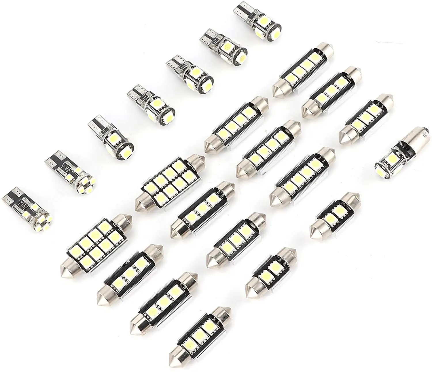 23pcs Car LED Light Bulbs T10 5W 5050 Chip Low Consumption for License Plate Door Interior Lamp Automotive Brake Light Bulbs