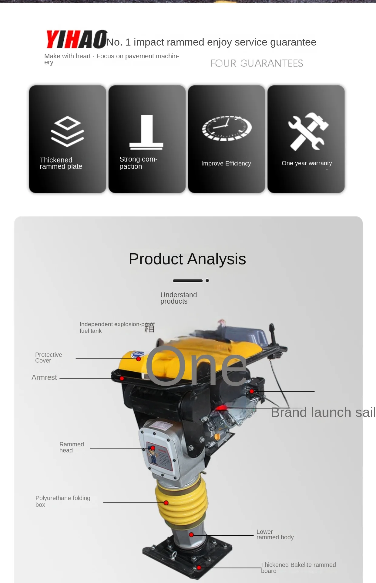 L'm'm220v Electric Shocking Rammer Gasoline Ramming Machine Vertical Rammer Dynamic Compaction