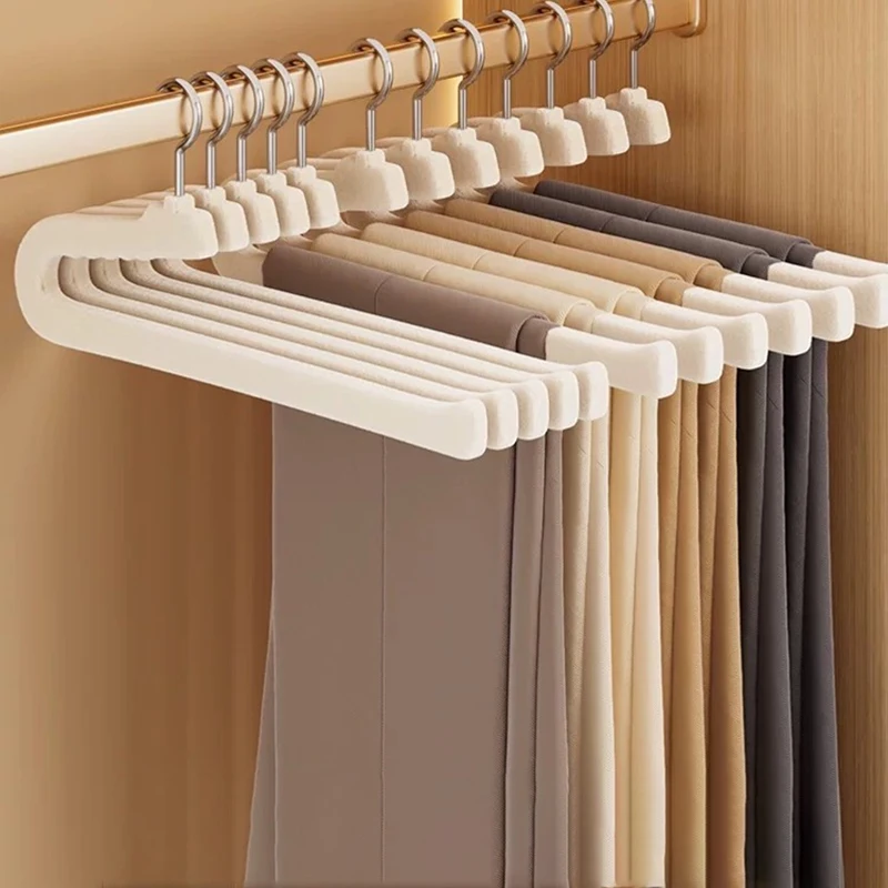 Non-Slip Flocked Z-Shape Pants Hanger Space Saving No Crease Trousers Hanging Rack Anti-Scratch Velvet Pant Organizer for Closet