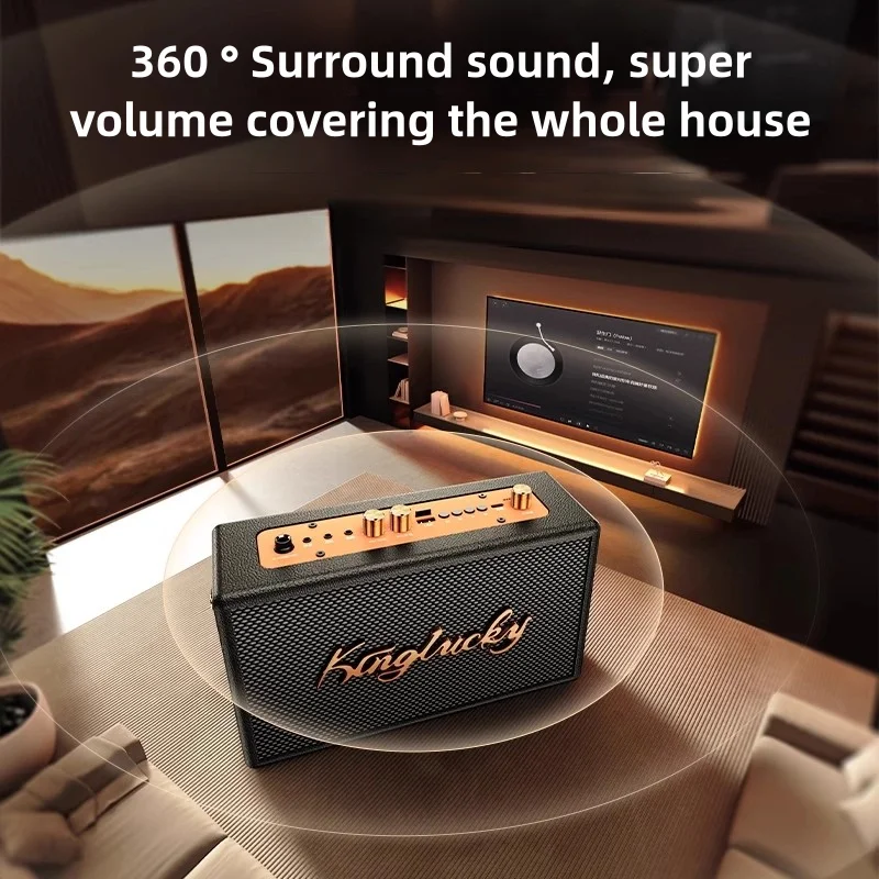 Kinglucky S16 Bluetooth Audio Speaker Wireless Big Powerful Sound with 1-2 Wireless Microphones Home Family Singing Children's