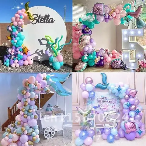 Mermaid Tail Balloon Garland Arch 7 styles Mermaid Theme Birthday Party Decoration Supplies Under the Sea Little Mermaid Balloon