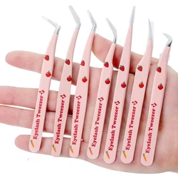 6 Types False Eyelash Tweezers Stainless Steel Anti-static Pincet Curved Strip 3D Lashes Extension Tweezer Makeup Tools