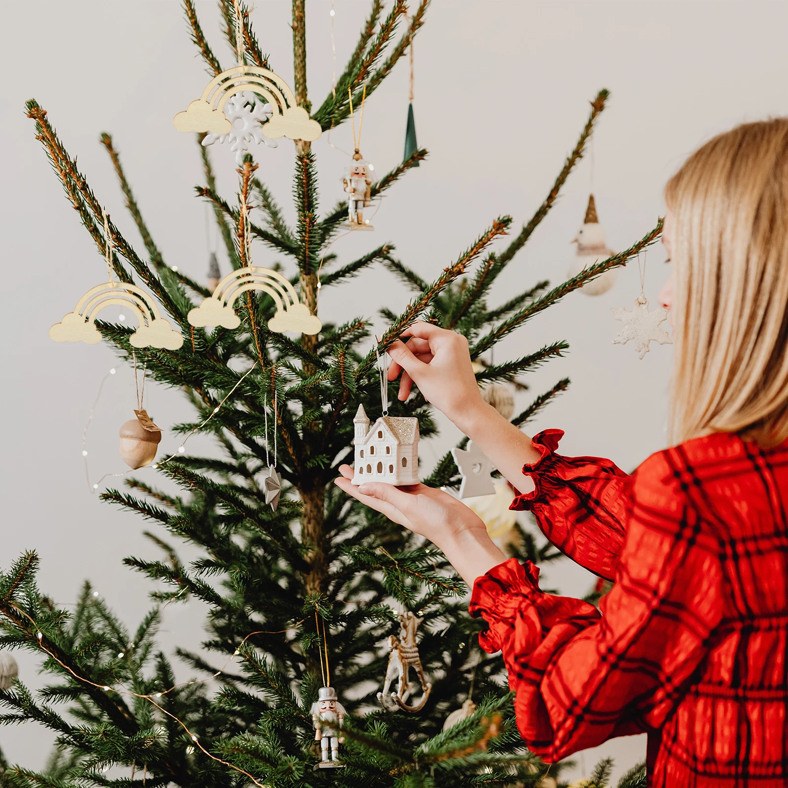 

1Set Wooden Rainbow Cutouts Unfinished Wooden Blank Slices DIY Painting Craft Kids Decoration Smooth Edges Hanging Ornaments