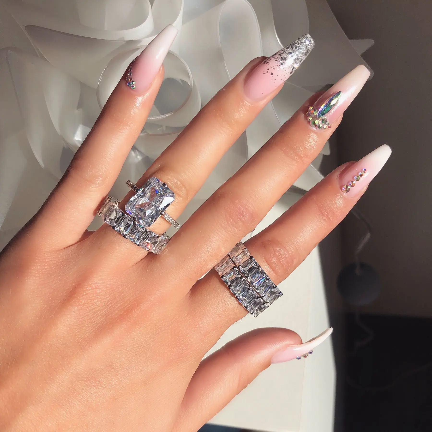925 Sterling Silver S925 Princess Square Cut Diamond Ring Hot Selling Stylish Engagement Proposal Ring For