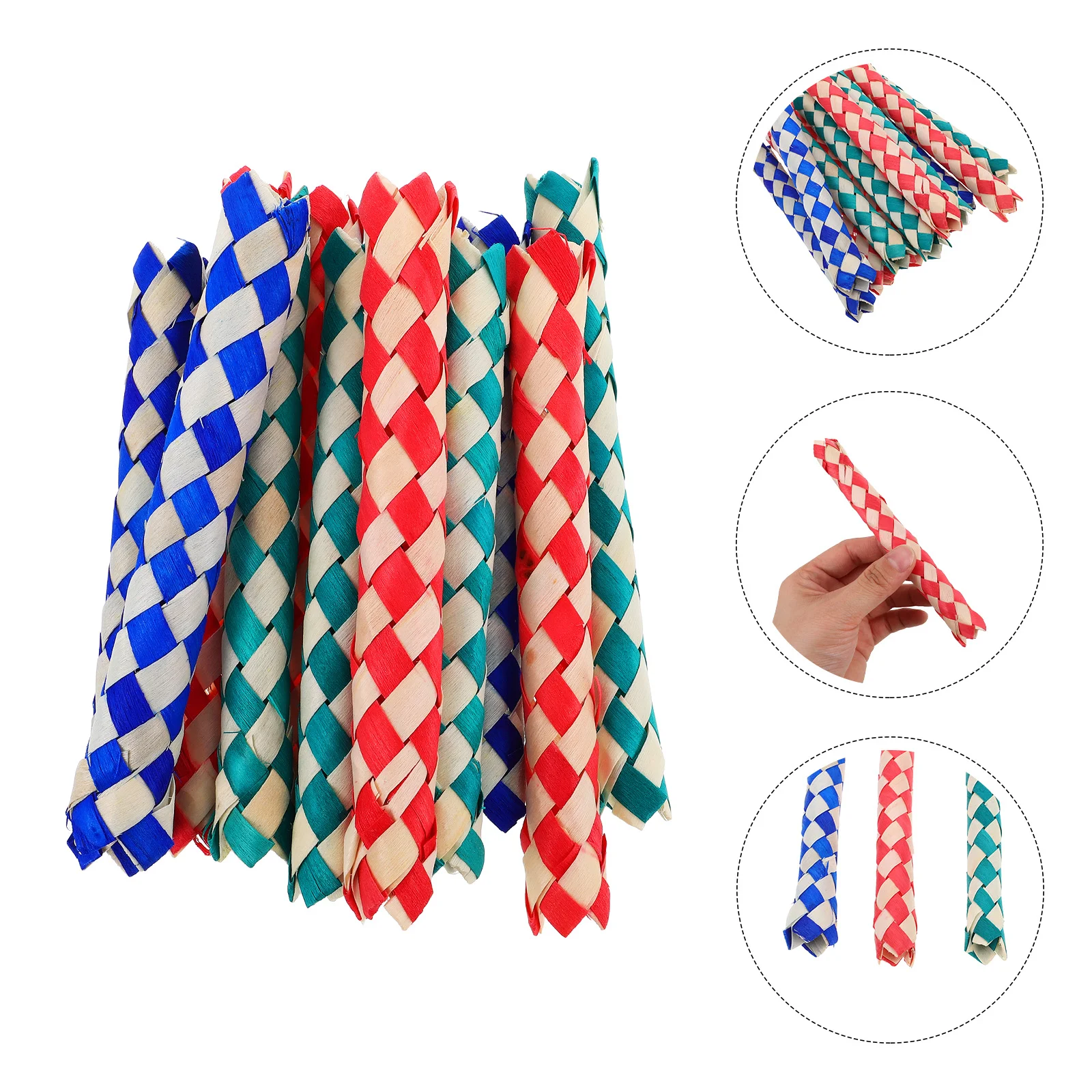 12 Pcs Finger Trap Toy Bamboo Chinese Kids Parties Pet Bird Chew Wooden Cage Filling Parrots Birthday Goodie Bags