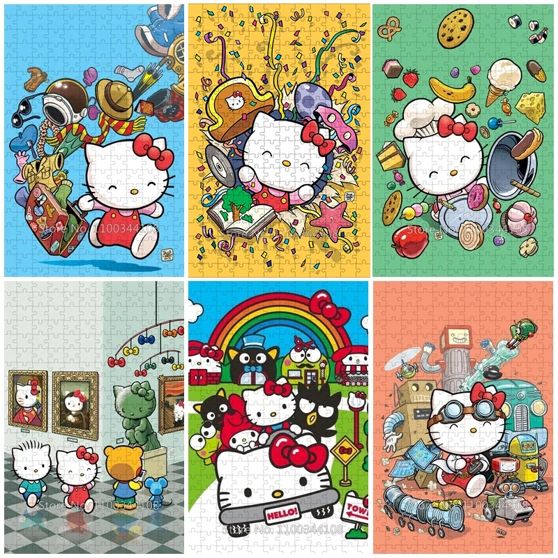 Sanrio Hello Kitty Jigsaw Puzzle Hello Kitty and Friends Cartoon 35/300/500/1000 Pieces Puzzles Adults Children's Handmade Toys