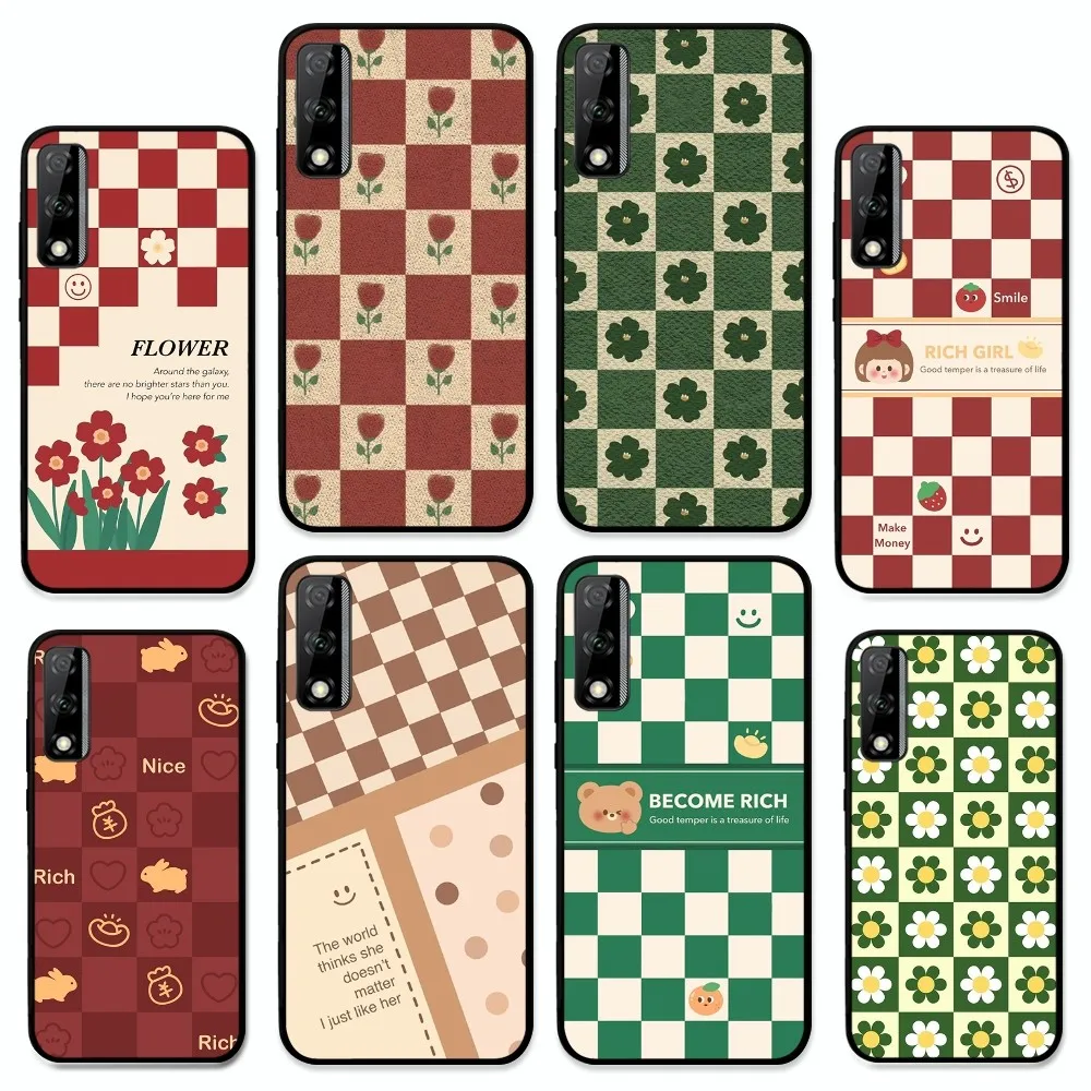 

Fashion Chequered Texture Pattern Phone Case For Huawei Y9 6 7 5 Prime Enjoy 7s 7 8 Plus 7a 9e 9plus 8E Lite Psmart Shell