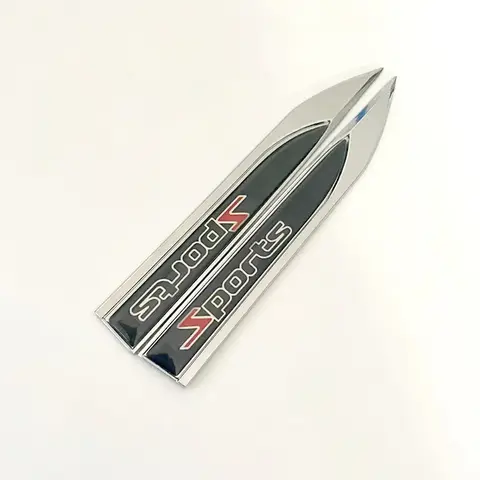 New 1Pairs 3D Metal Letters Sports Logo Side Fender Badge Emblem Sticker Decal For Audi Ford Nissan Toyota Honda