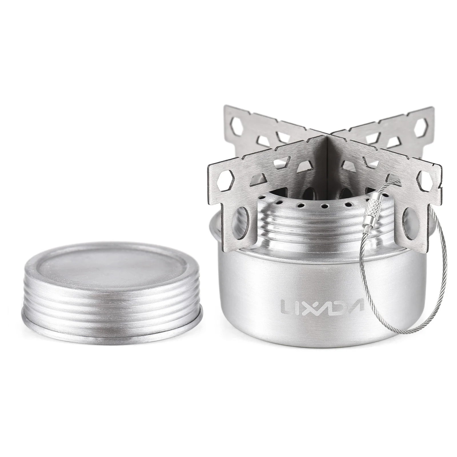 LIXADA Mini Aluminum Alloy Alcohol Stove with Lid and Cross Stand Outdoor Portable Camping Hiking Backpacking Outdoor Furnace