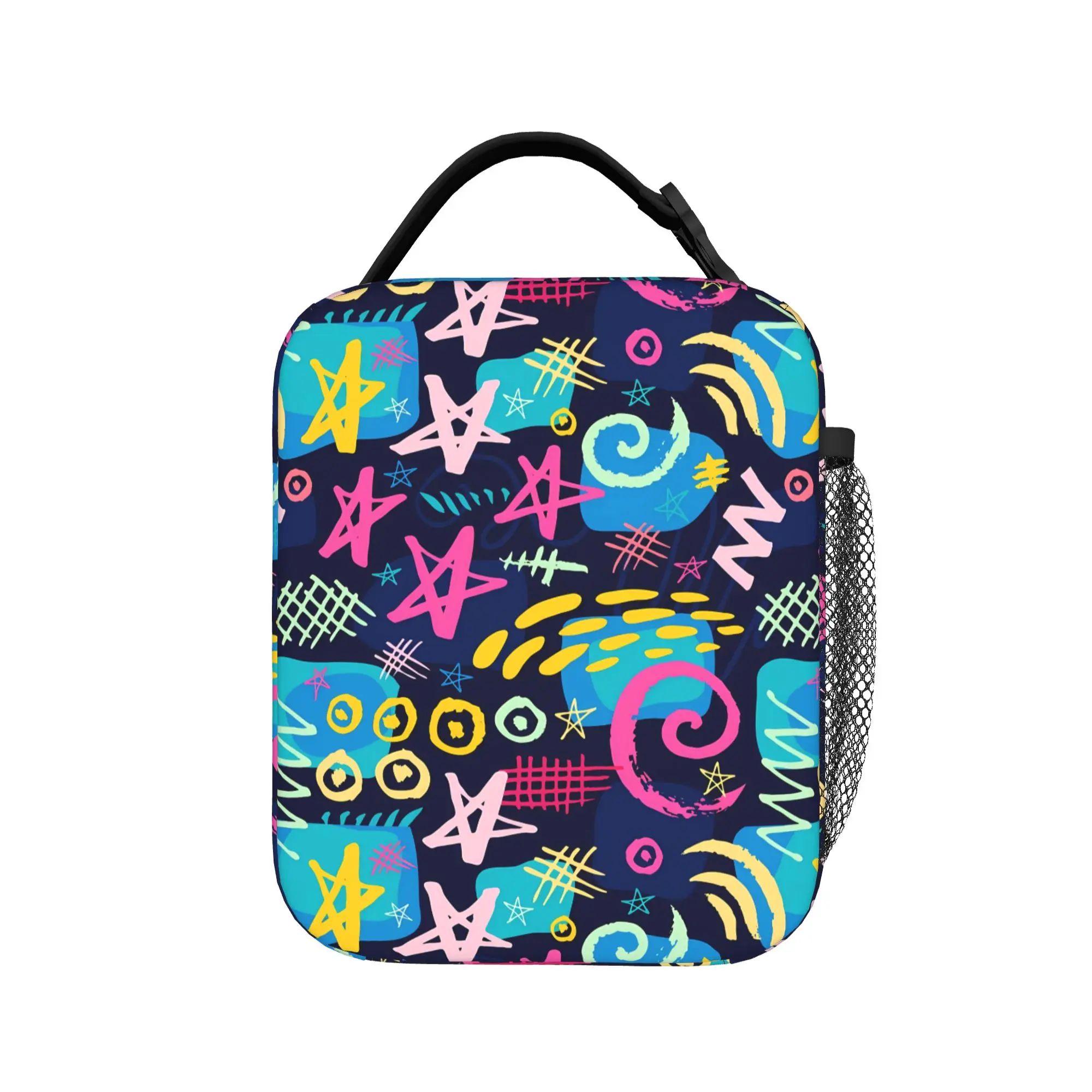 Hip Hop Popular Colorful Geometry Lunch Bag 3D Print Portable Insulated Lunch Box Office Cooler Bag Oxford Thermal Lunch Bags