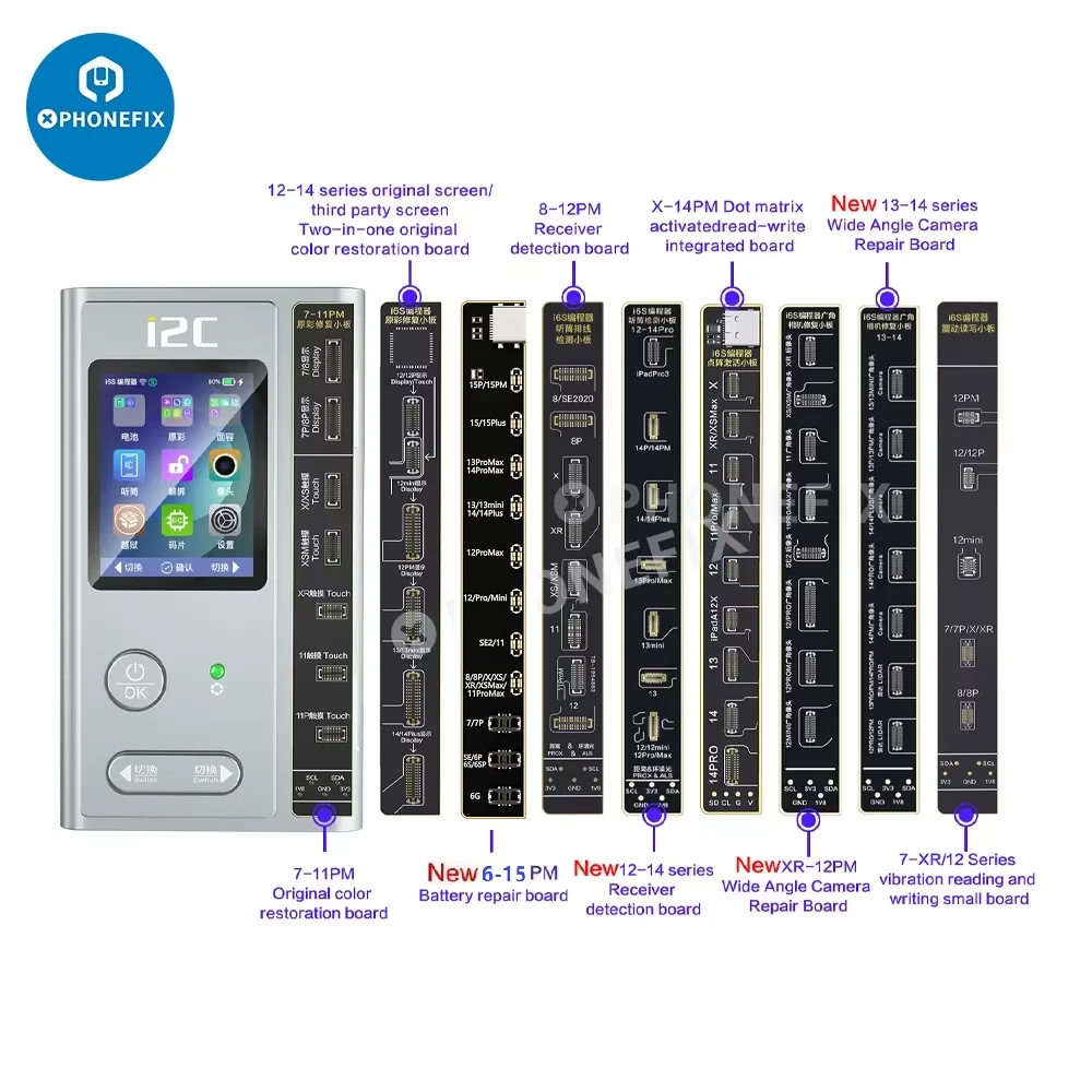 I2c I6S Programmer Original LCD Screen Color Function Repair Read Write for IPhone 15 14 13 12 11Face ID Camera Battery Data Fix