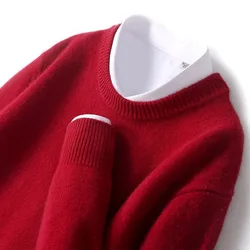 Suéter de cachemira para hombre, Jersey de punto con cuello redondo, manga larga, suave y cálido, ropa de moda de talla grande, gran oferta