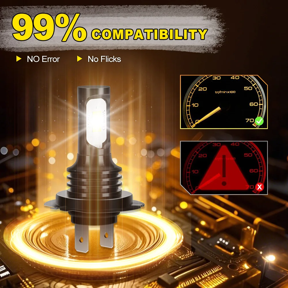 หลอดไฟ LED H7 2 ชิ้น 90W กำลังสูง 20000LM Canbus ไม่มี Error ไฟตัดหมอกขนาดเล็กสำหรับรถยนต์ แสงสีขาว 6000K สำหรับ BMW X3 2004-2014 2005 2006