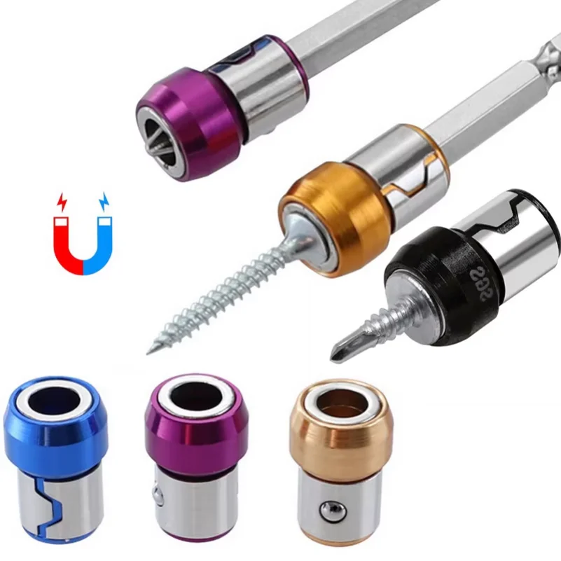 Universal Magnetic Ring 1/4” Metal Screwdriver Bit Magnetic Ring For 6.35mm Shank Anti-Corrosion Drill Bit Magnet Powerful Ring